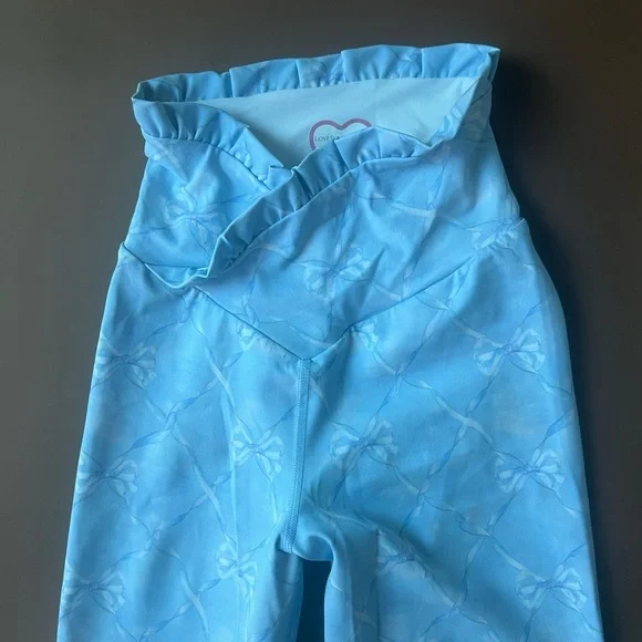 LoveShackFancy X Beach Riot Light Blue Ruffled Top Leggings - Picture 3 of 5